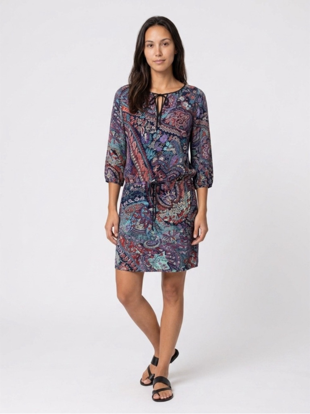 Yumi Kim 100% silk Multicolor Paisley Mini Dress